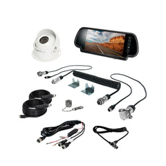 Safety Dave 7" Mirror Monitor White Single Eyeball Camera Kit