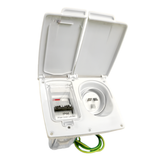 CMS White 15A Single Power Inlet with RCD Switch