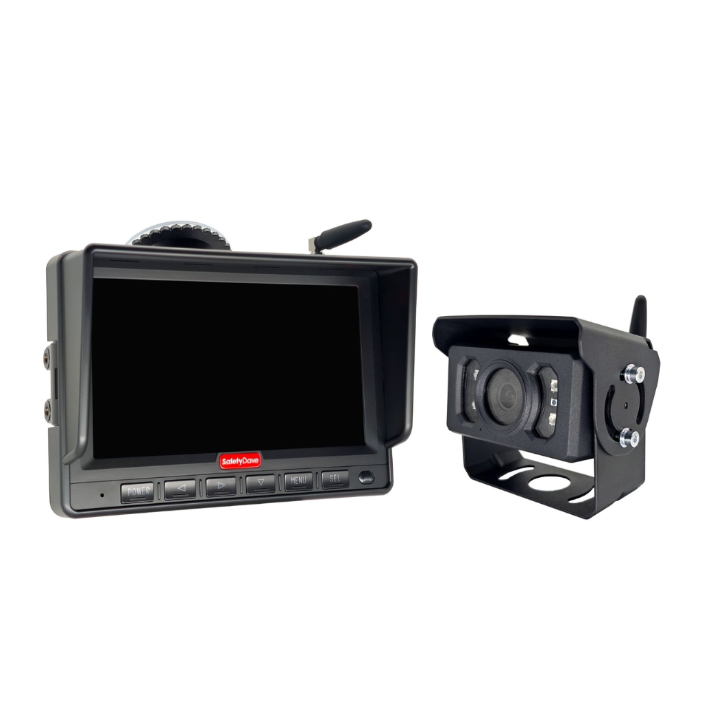 Safety Dave Wireless AHD Rear Vision Kit - 7" Mirror Monitor & Black Square Camera