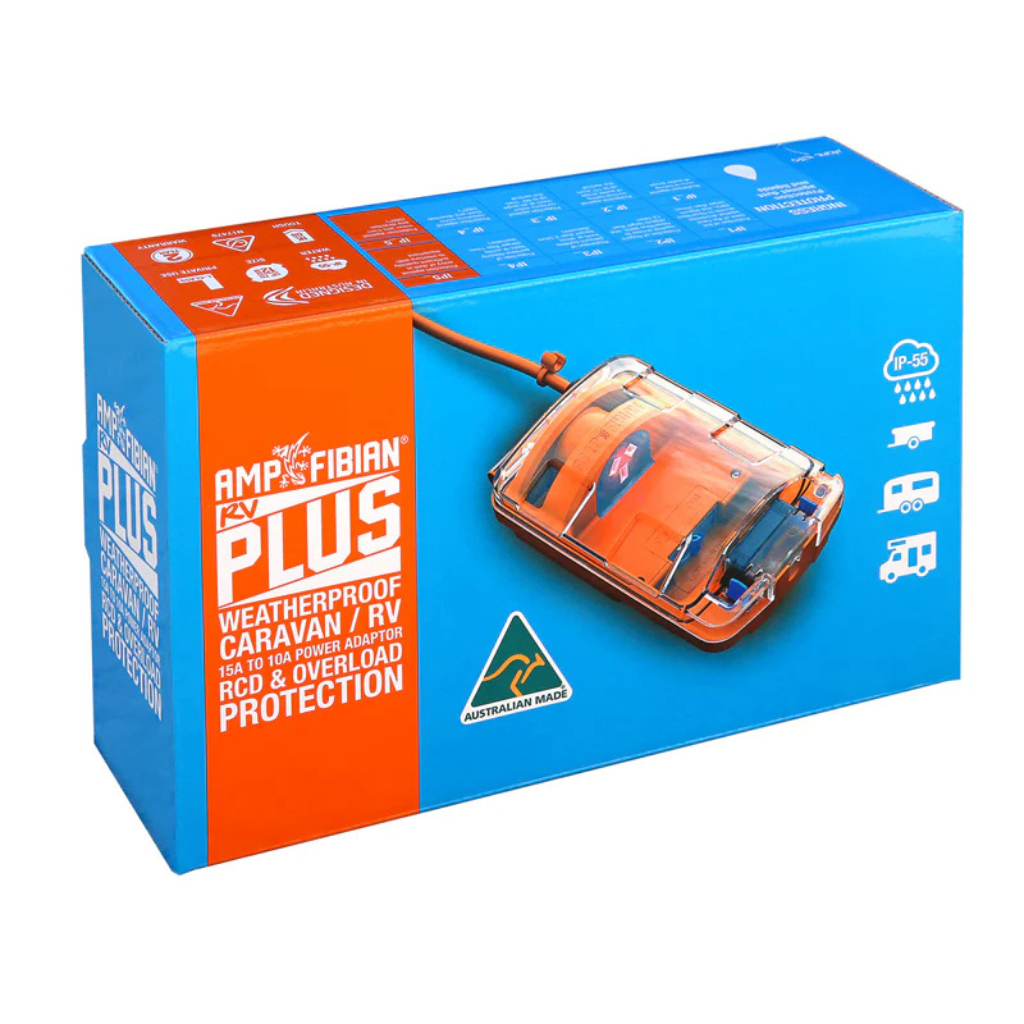 Ampfibian RV Plus 15A to 10A Weatherproof Adaptor with RCD