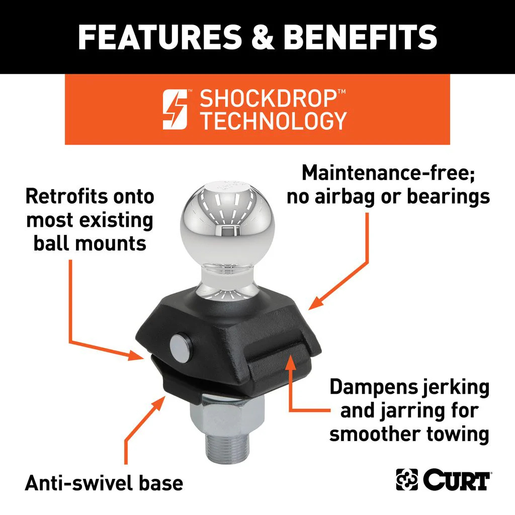 CURT 40047-85 Rockerball ShockDrop 50mm Towball