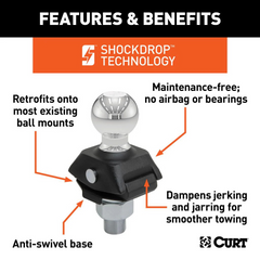 CURT 40047-85 Rockerball ShockDrop 50mm Towball