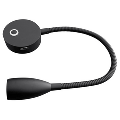 Transeng TRA-RLG-BLACK Gooseneck Black Reading Light with USB Charging Port
