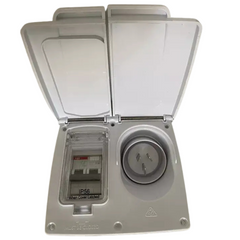 CMS White 15A Single Power Inlet with RCD Switch
