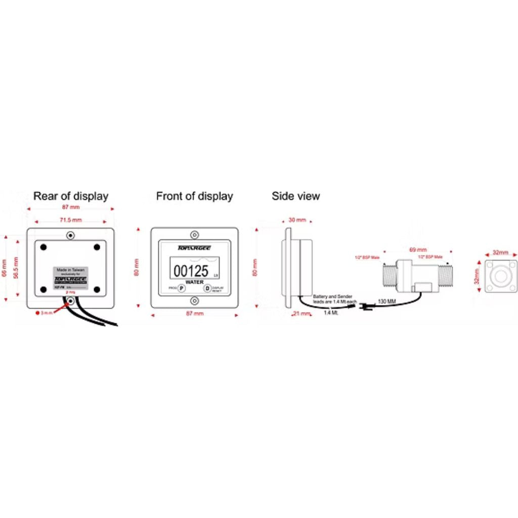 Topargee H2F-FM Flush Mount Water Tank Gauge