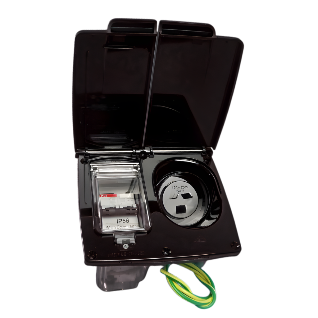 CMS Black 15A Single Power Inlet with RCD Switch