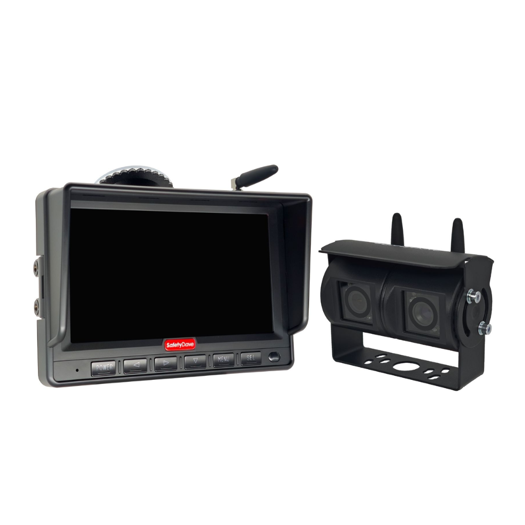 Safety Dave Wireless AHD Rear Vision Kit - 7" Mirror Monitor & Black Dual Camera