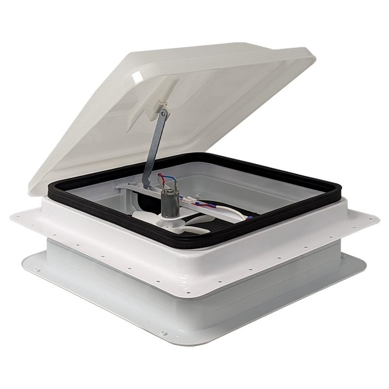 Coast RV 650-00474 14x14 White Wind-up Roof Vent With 12V Fan