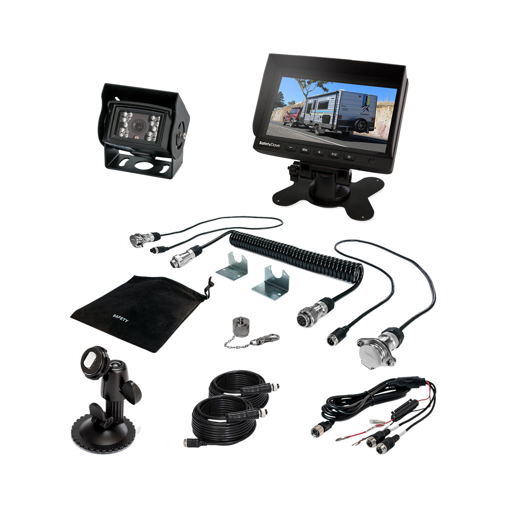 Safety Dave 6" Dash/Windscreen Monitor Black Single Square Camera Kit
