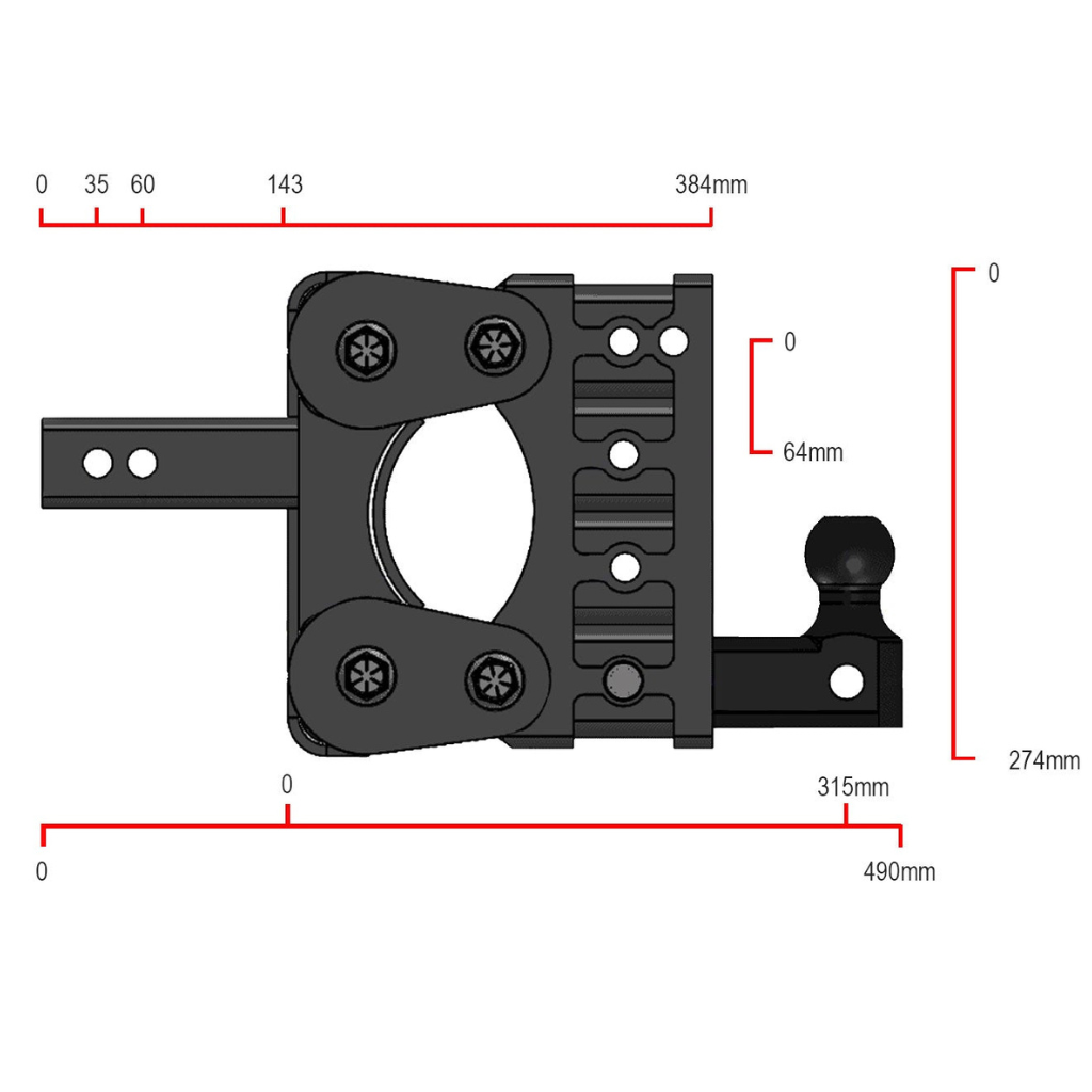 Gen-Y Hitch GHM-1014-A5 2" Shank, 5" Drop, 4,500 KG Torsion-Flex Hitch & Single Ball (50mm)