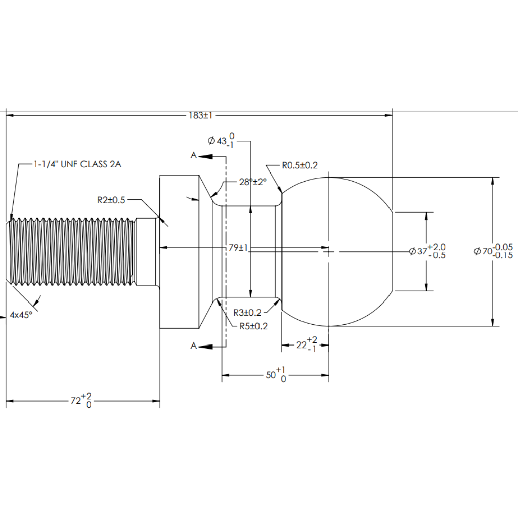 TAG UNT011 70mm Tow Ball