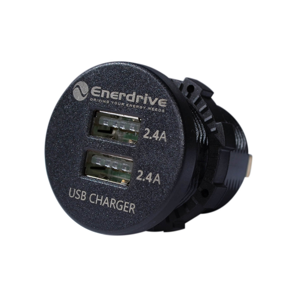 Enerdrive EA-USB-03 Dual USB-A LED Round Socket