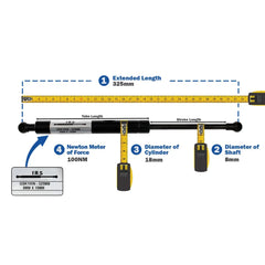 IRS 50N 316mm Black Gas Strut