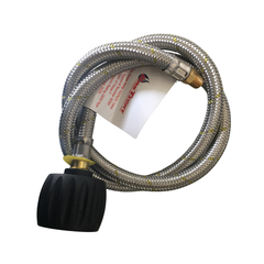 51-LCCFP14I900F Type F LCC27 x 1/4" Inv. Flare Flexible Handwheel Pigtail (900mm) - Suits Twin Cylinders