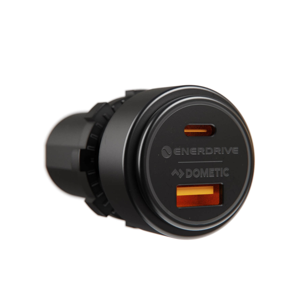 Enerdrive EA-USB-05 USB-A and USB-C LED Round Socket