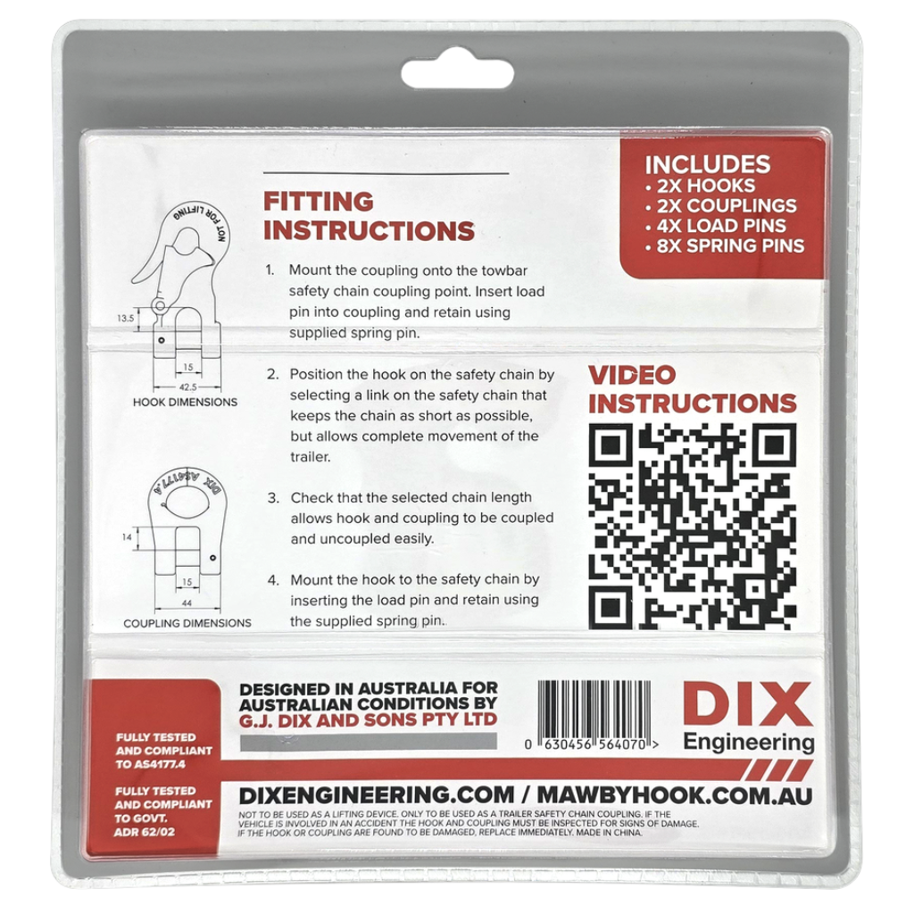 Mawby Hook 13MM Trailer Safety Chain Coupling 3.5T