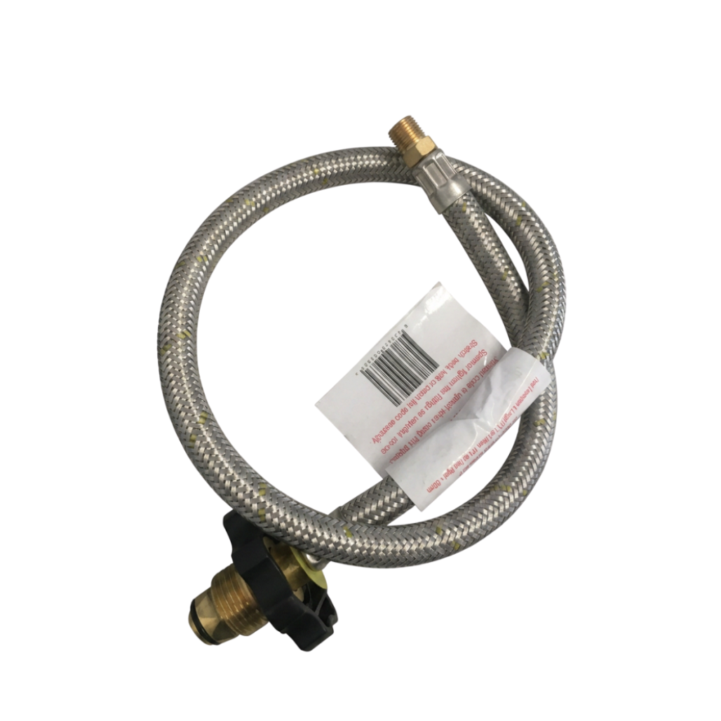 600mm Gas Flexi Hose POL w Handwheel w 1/4 Inv Flare - suits Twin Cylinders