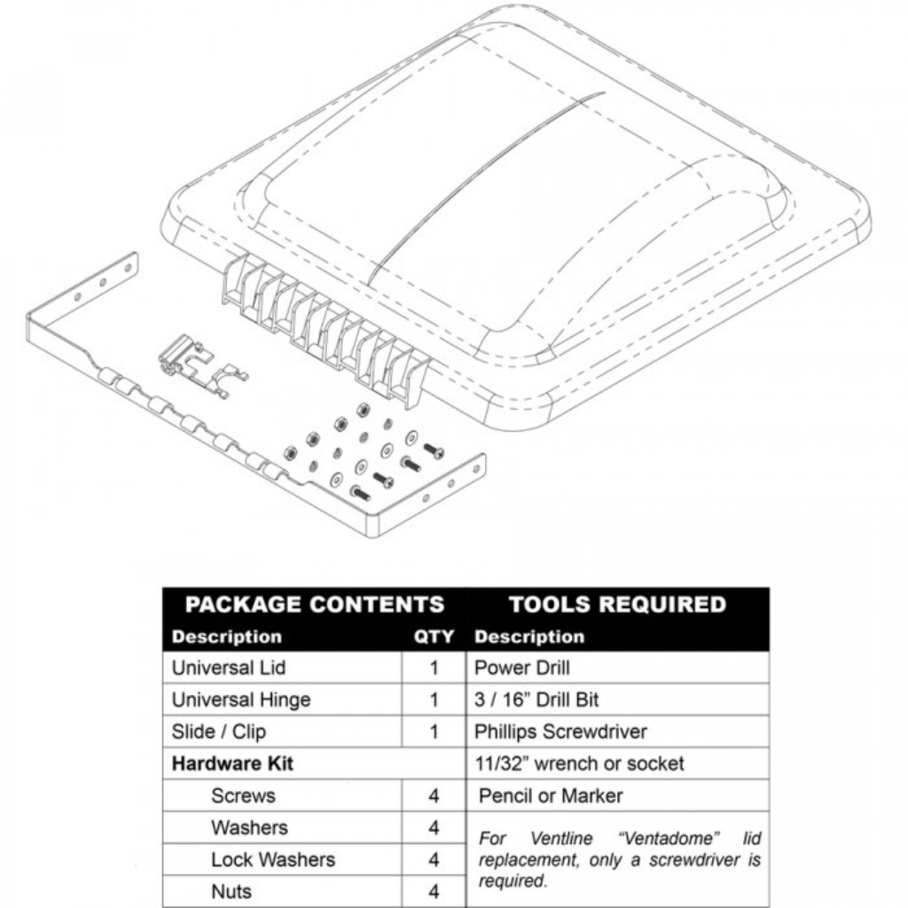Unimaxx 650-00262 Universal Vent Lid Kit Smoke