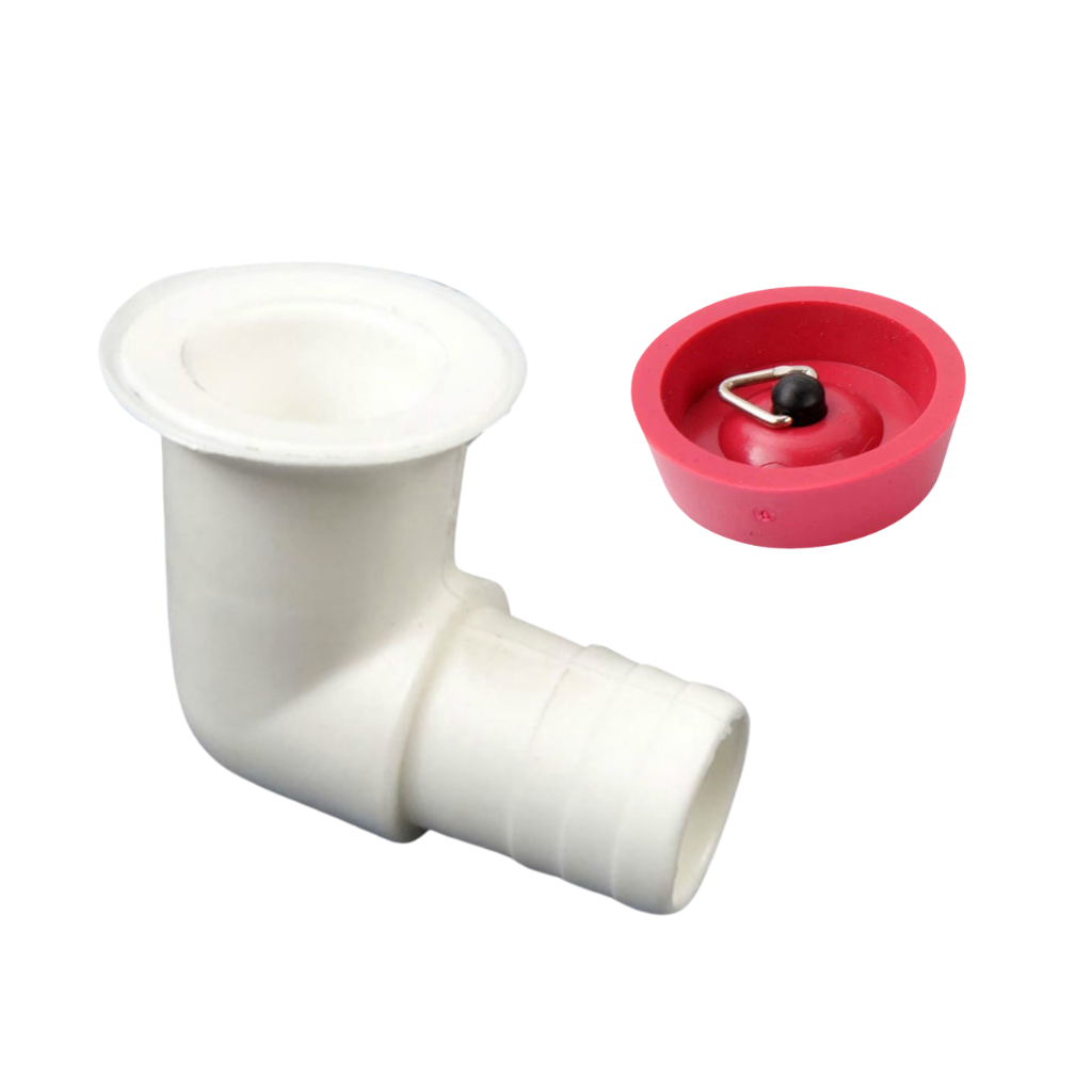 Camec 25mm Elbow Waste Outlet with Red Plug