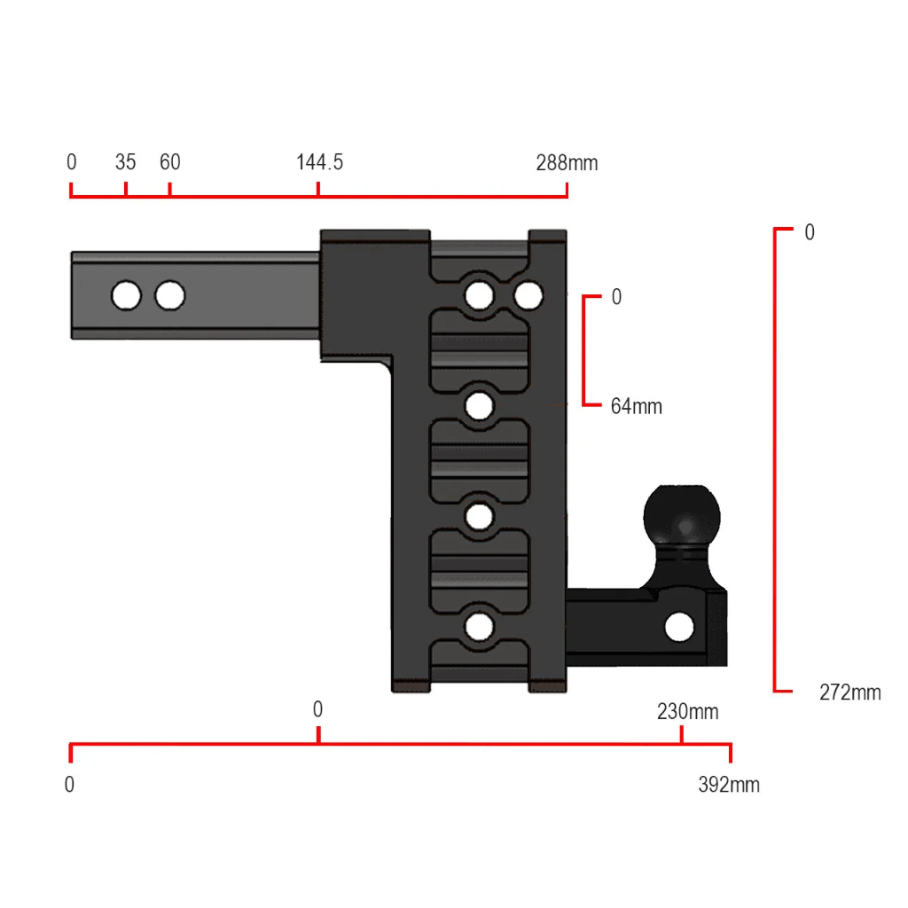 Gen-Y Hitch GHM-314-A57 MEGA-DUTY SERIES, 2” Shank, 7.5” Drop, 4,500 KG Hitch & Versa-Ball (50 MM & 70MM)