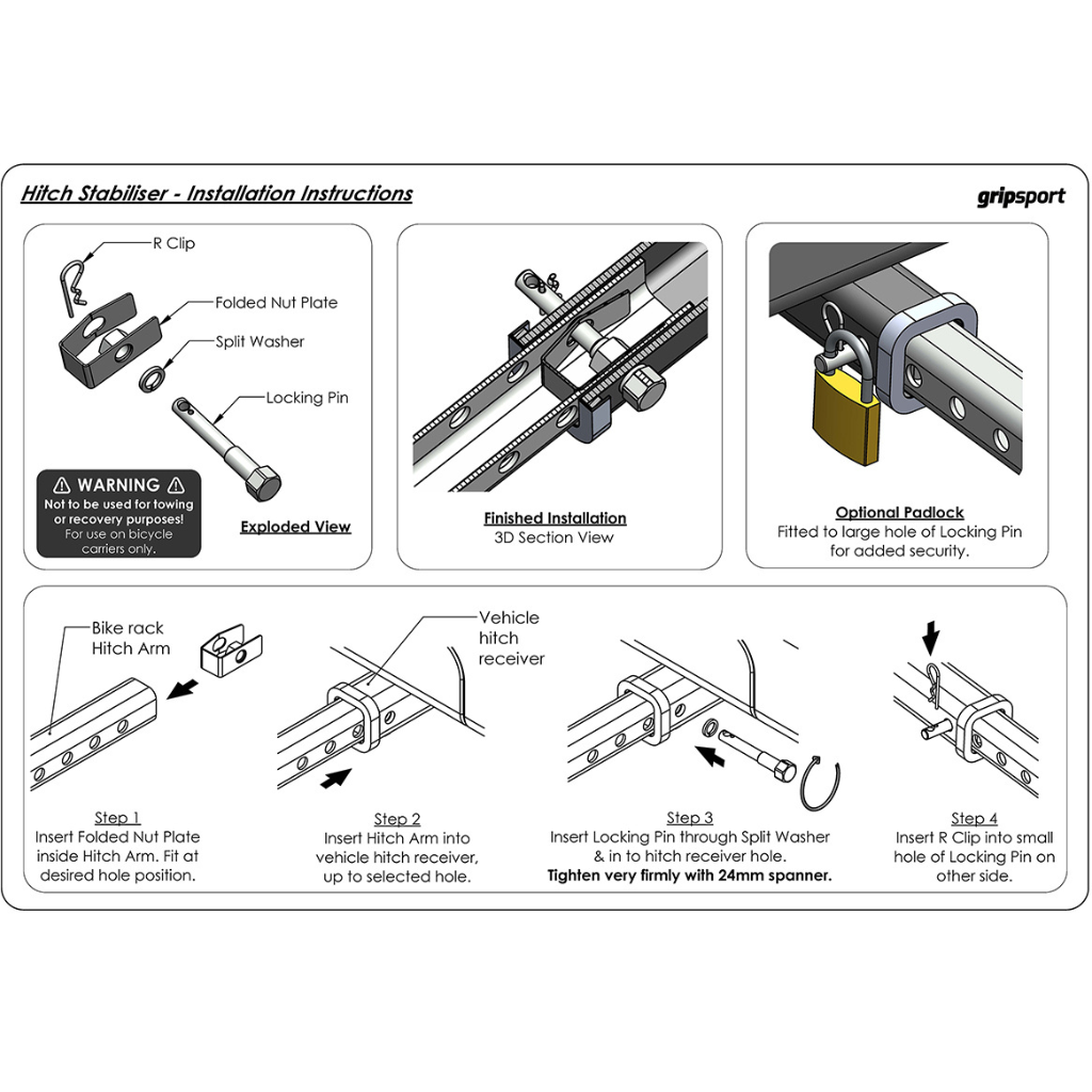 Gripsport GSR126 Bike Rack Hitch Stabiliser