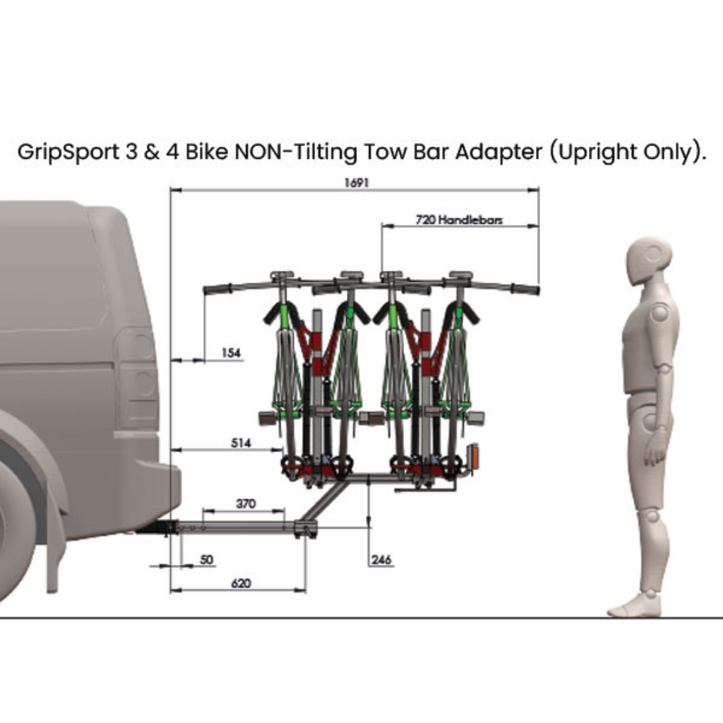 Gripsport GSR100 Non-Tilting Tow Bar Adapter for 3-4 Bike Van Racks
