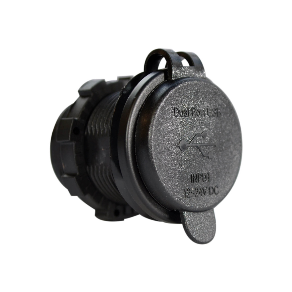 Enerdrive EA-USB-02 Dual USB-A LED Round Socket with Waterproof Cover
