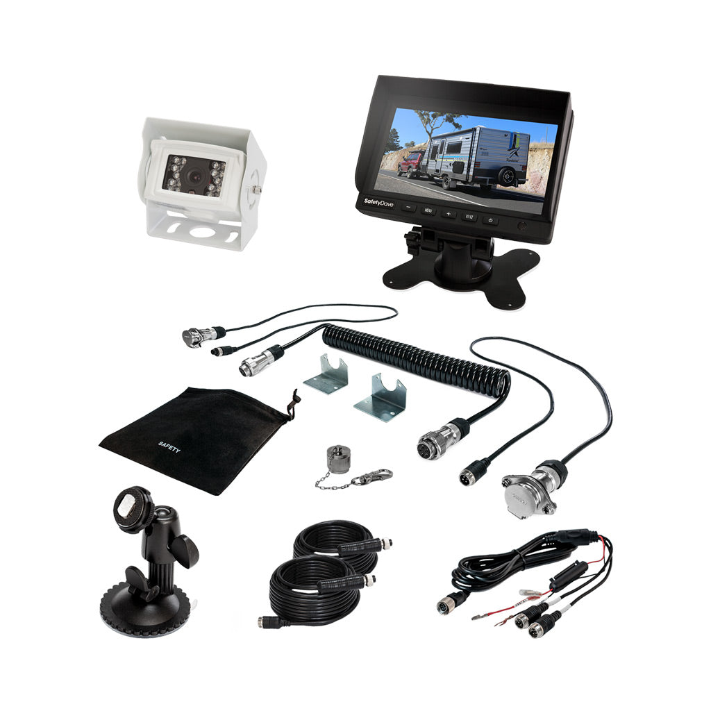 Safety Dave 6" Dash/Windscreen Monitor White Single Square Camera Kit