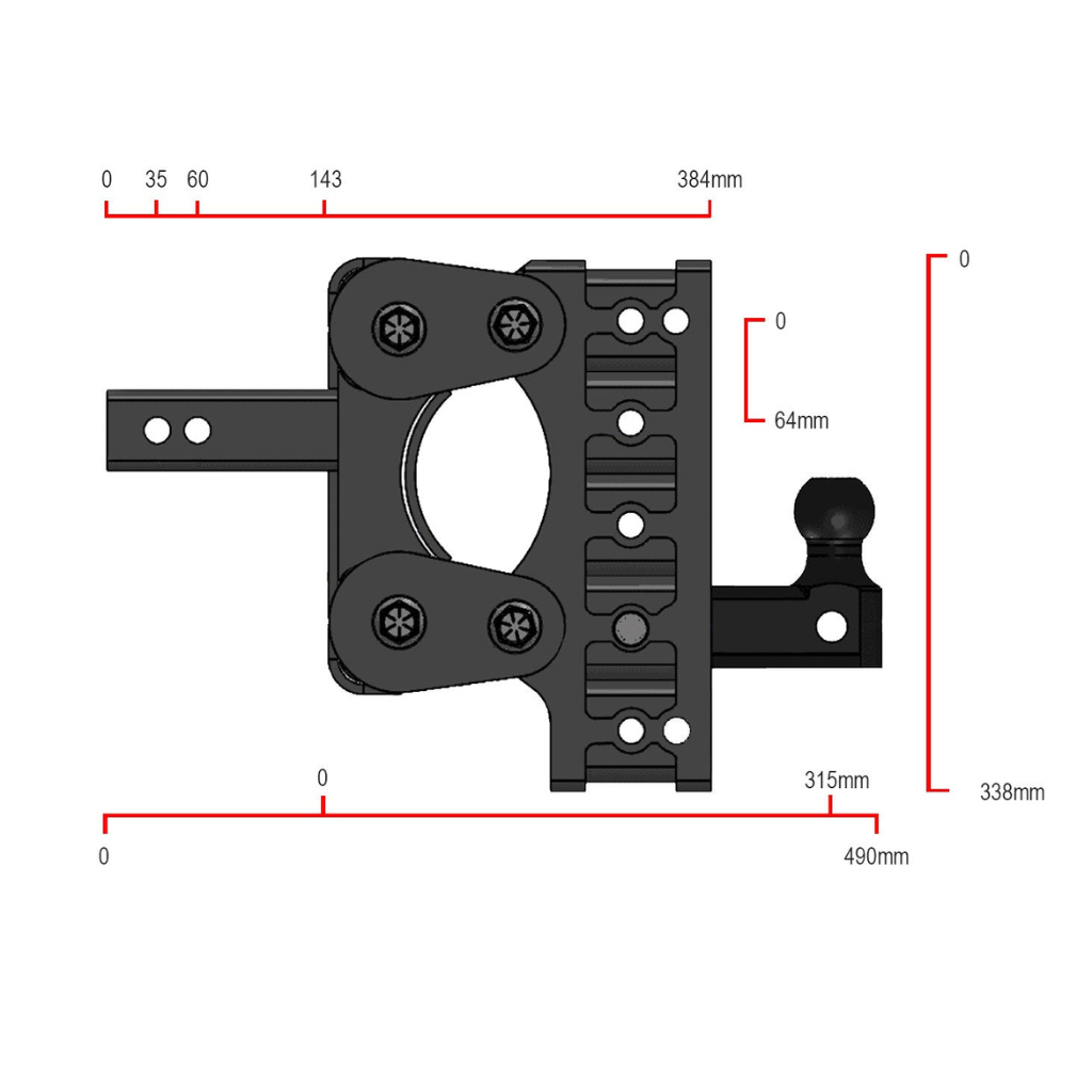 Gen-Y Hitch GHM-1225-A57 2" Shank, 7.5" Drop, 7,000 KG Torsion-Flex Hitch, Versa-Ball (50 MM & 70 MM) & Pintle