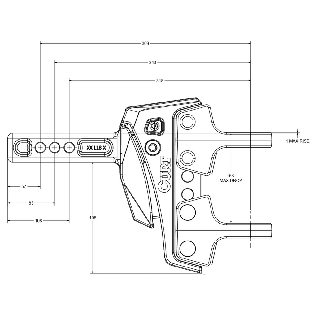 CURT 45969-85 Rebellion XD Adjustable Ball Mount