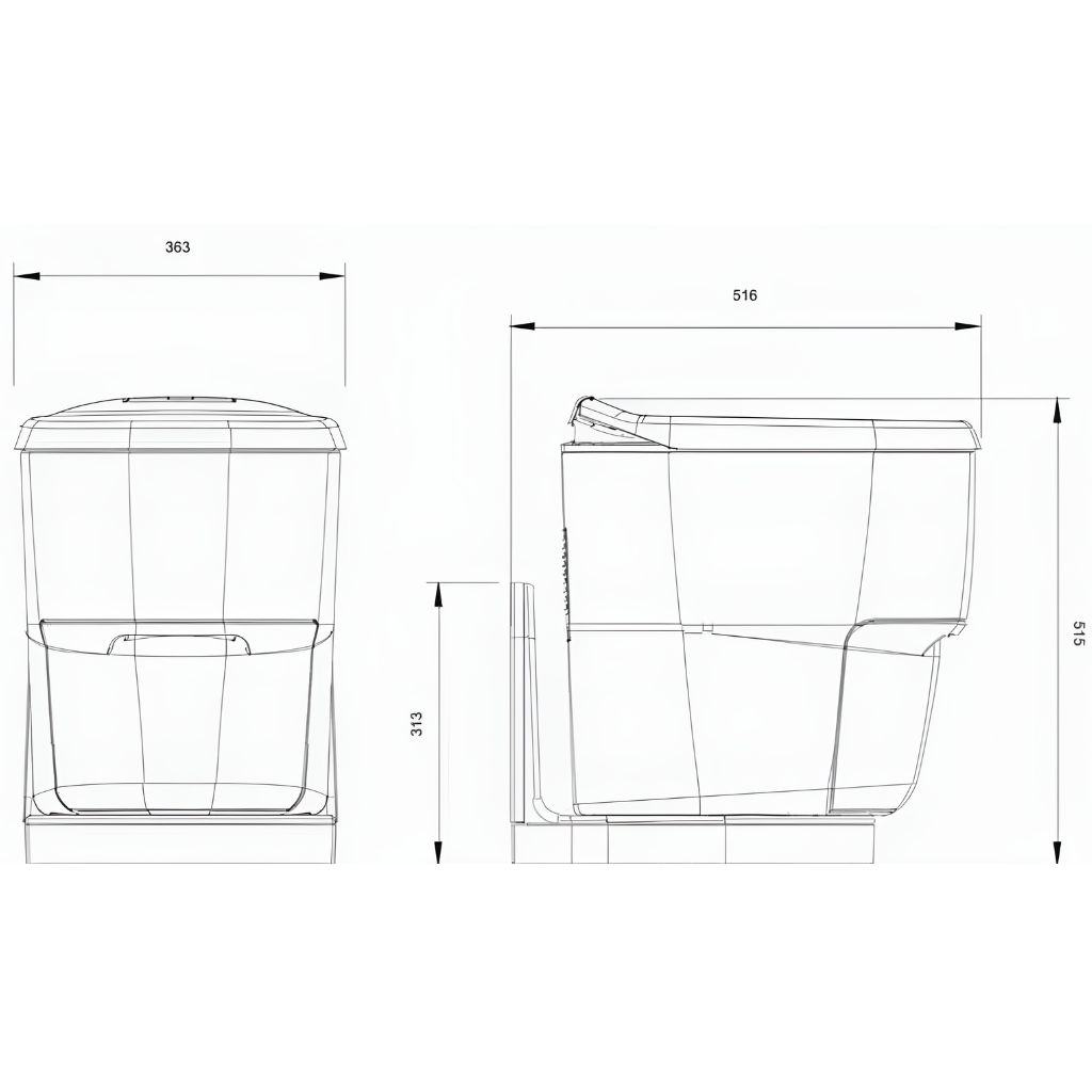 Clesana C1 Waterless Toilet with L-adapter Swivel Base