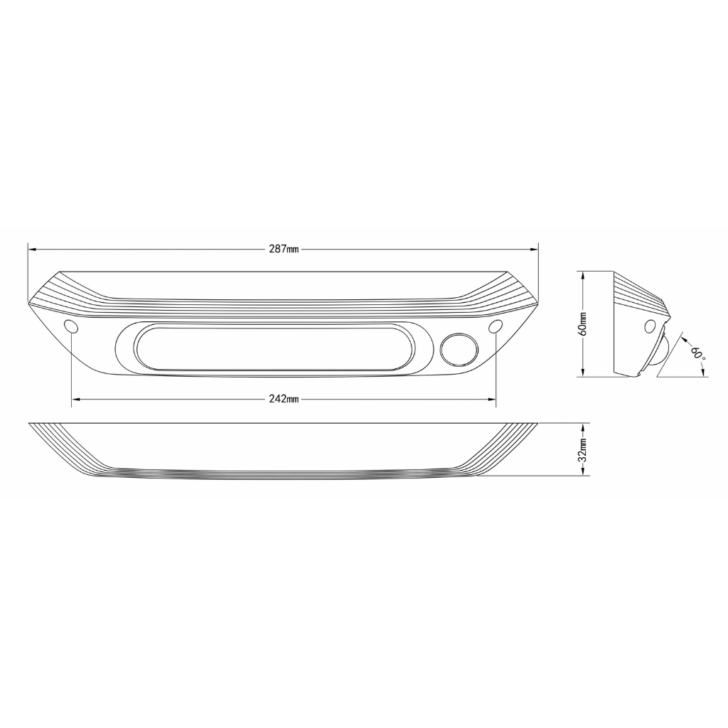 Transeng TRA-LEDAW287B-DIM Dimmable Black 287mm Dual 12V Awning Light with Switch