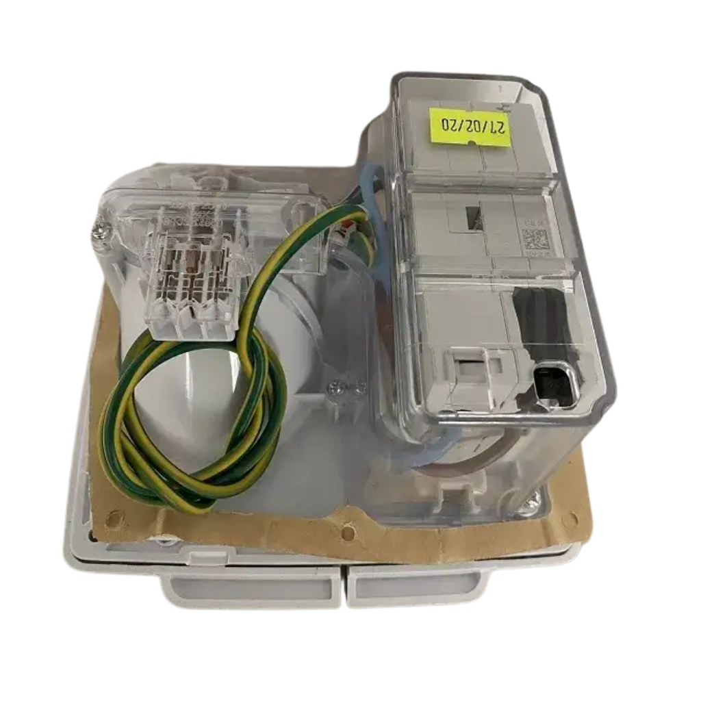 CMS White 15A Single Power Inlet with RCD Switch