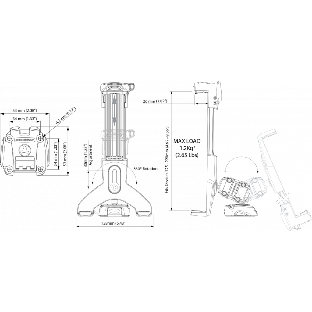 SCANSTRUT RLS-508-401 Rokk Mini Tablet Clamp Kit with Screw Down Base