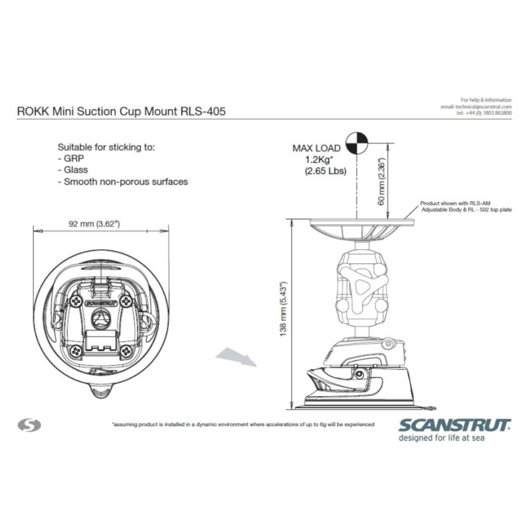 SCANSTRUT RLS-508-405 Rokk Mini Tablet Clamp Kit with Suction Cup Base