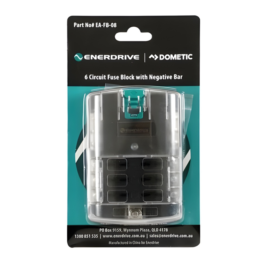 Enerdrive EA-FB-08 Fuse Block 6 Circuits with Negative Bus and Cover