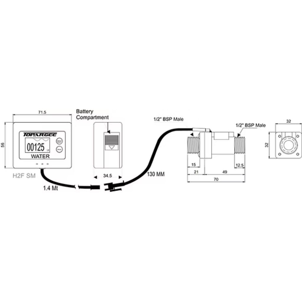 Topargee H2F-SM Surface Mount Water Tank Gauge
