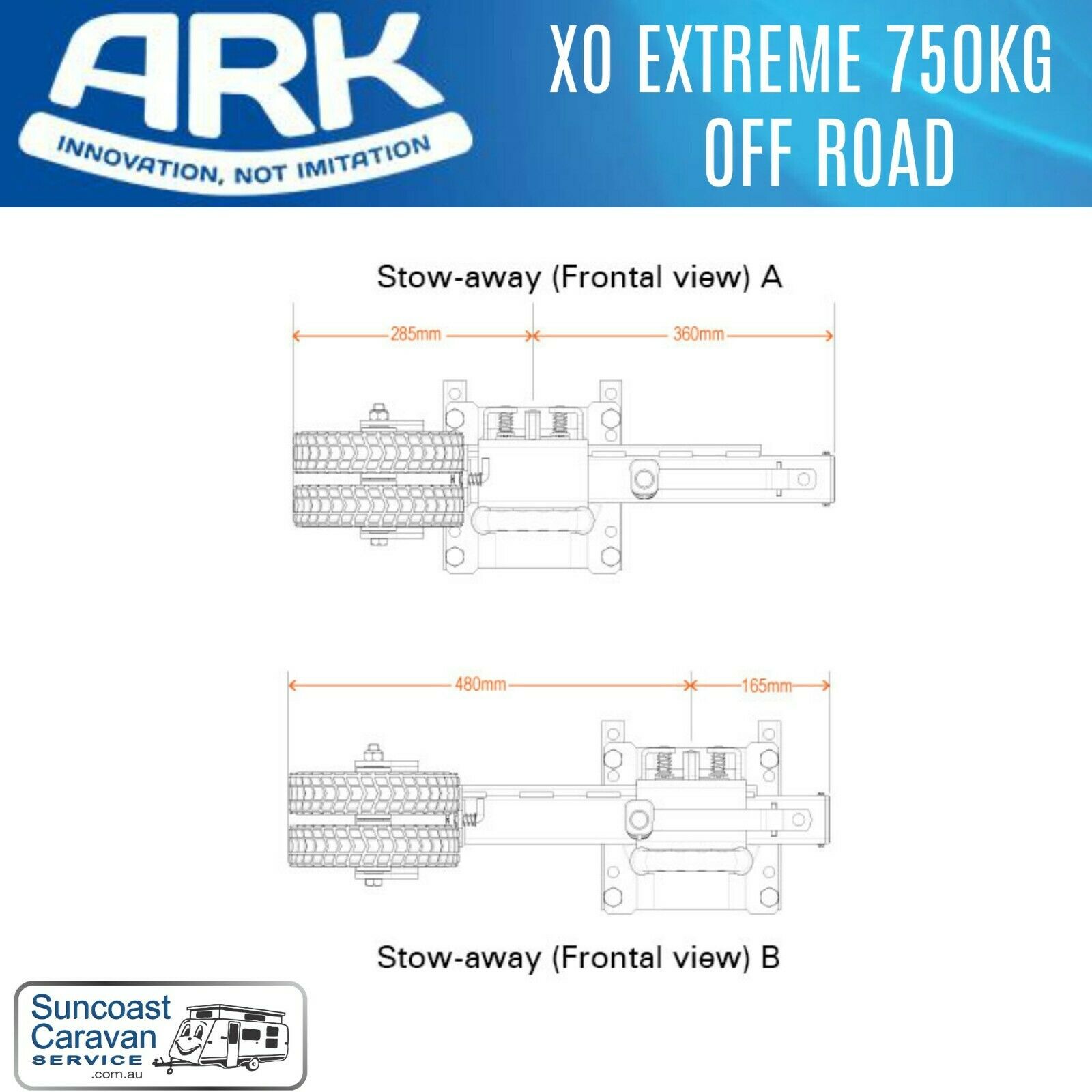 Ark Xo Jockey Wheel Extreme Off Road 750kg Heavy Duty Caravans Campers Boats 5db91cdab55f8 Suncoast Caravan Service