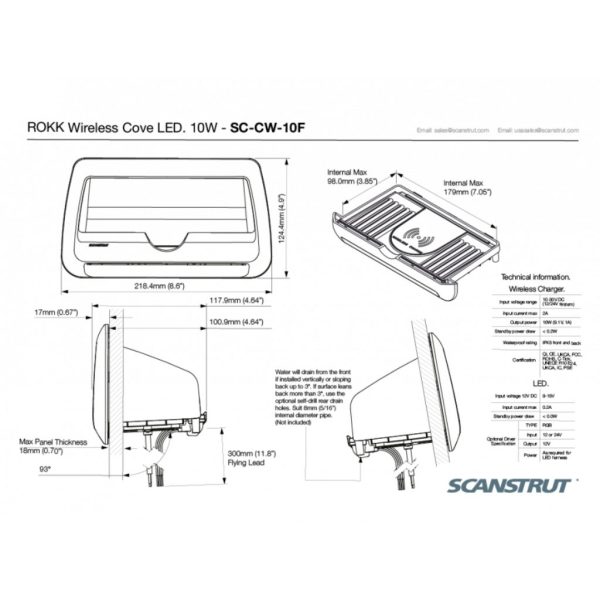 SCANSTRUT SC-CW-10F ROKK Wireless Cove LED 12/24V Waterproof Phone Charging - Image 5