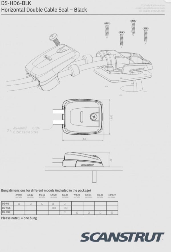 SCANSTRUT DS-HD6-BLK Double Horizontal Cable Seal - Black - Image 5