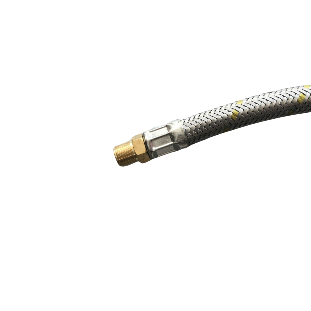 450mm Gas Flexi Hose POL w Handwheel x 1/4 Inv Flare - suits Twin Cylinders - Image 2