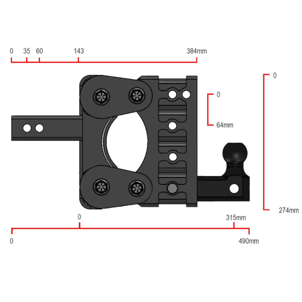 Gen-Y Hitch GHM-1014-A5 2" Shank, 5" Drop, 4,500 KG Torsion-Flex Hitch & Single Ball (50mm) - Image 2