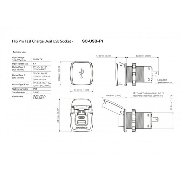 SCANSTRUT SC-USB-F1 Flip Pro Fast Charge Dual USB Socket - Image 4