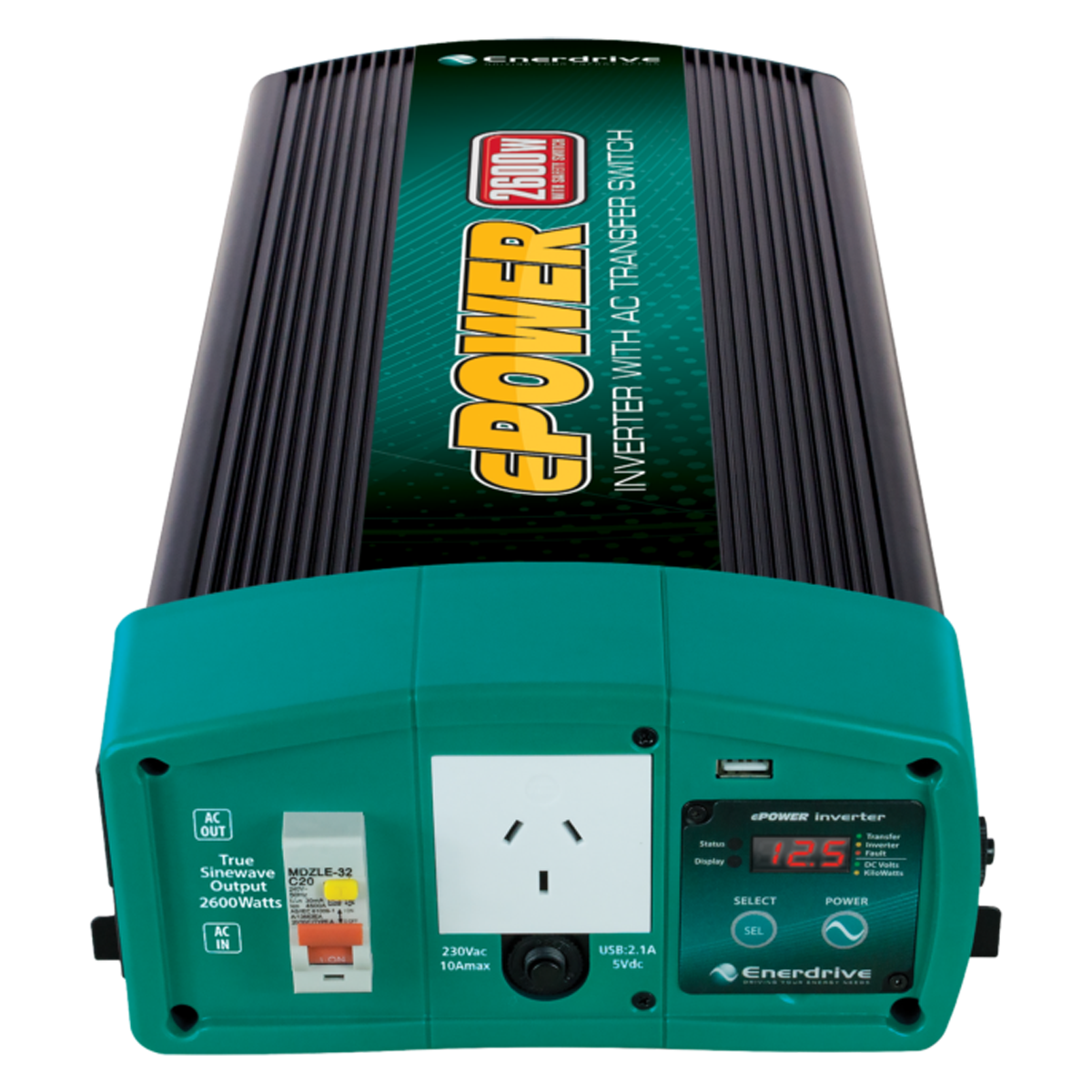 Enerdrive EN1226S-X ePower 2600W/12V W/RCD & AC Tfer Switch