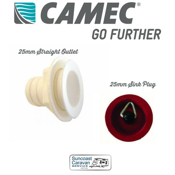 Camec 25mm Straight Sink Waste Outlet + Red Plug - Image 3