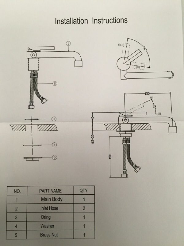 Dometic DM-WT01 Fold Down Hot & Cold Mixer Water Tap - Image 4