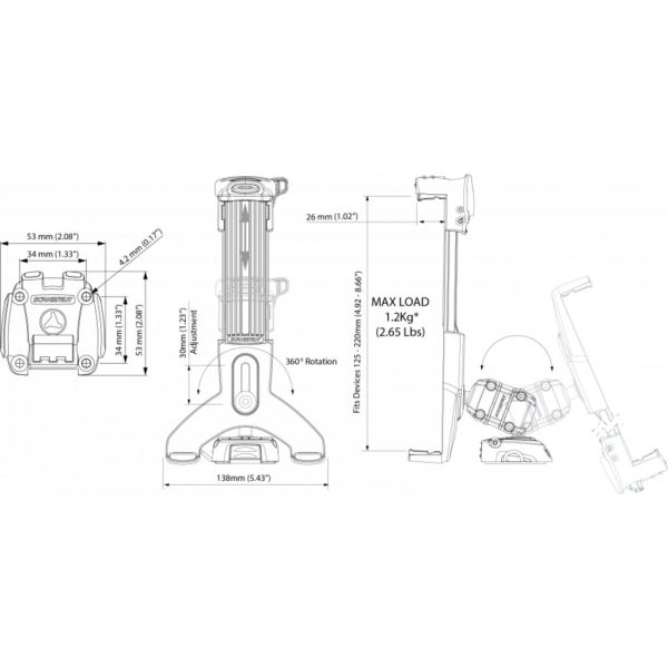 SCANSTRUT RLS-508-401 Rokk Mini Tablet Clamp Kit with Screw Down Base - Image 6