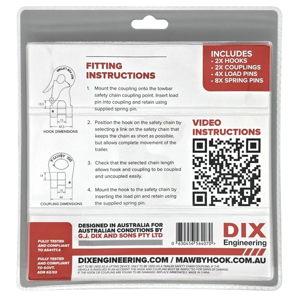 Mawby Hook 13MM Trailer Safety Chain Coupling 3.5T - 13MM - Image 2