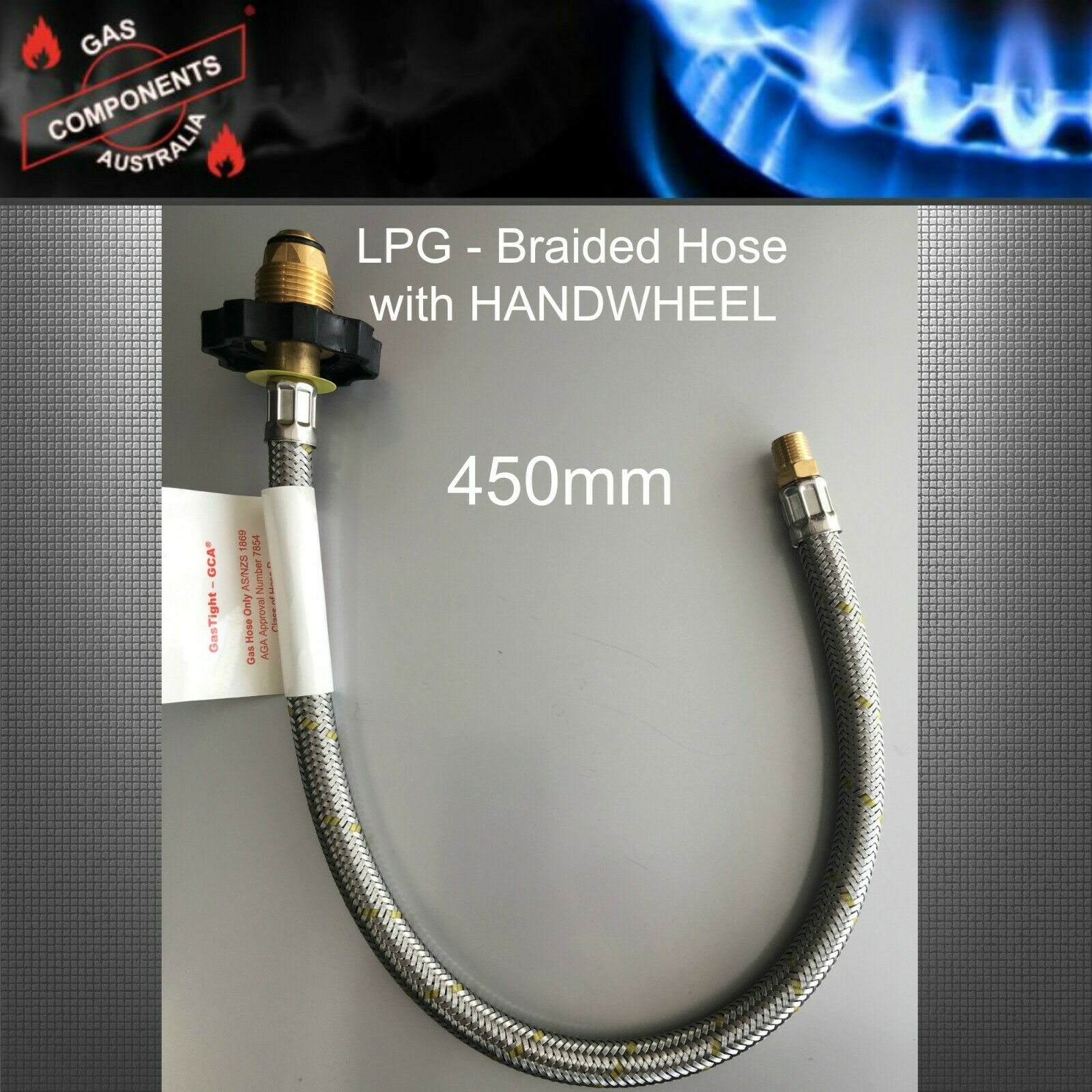 Lpg Braided Gas Hose Pigtail Caravan Handwheel Pol 1 4 Inv Flare